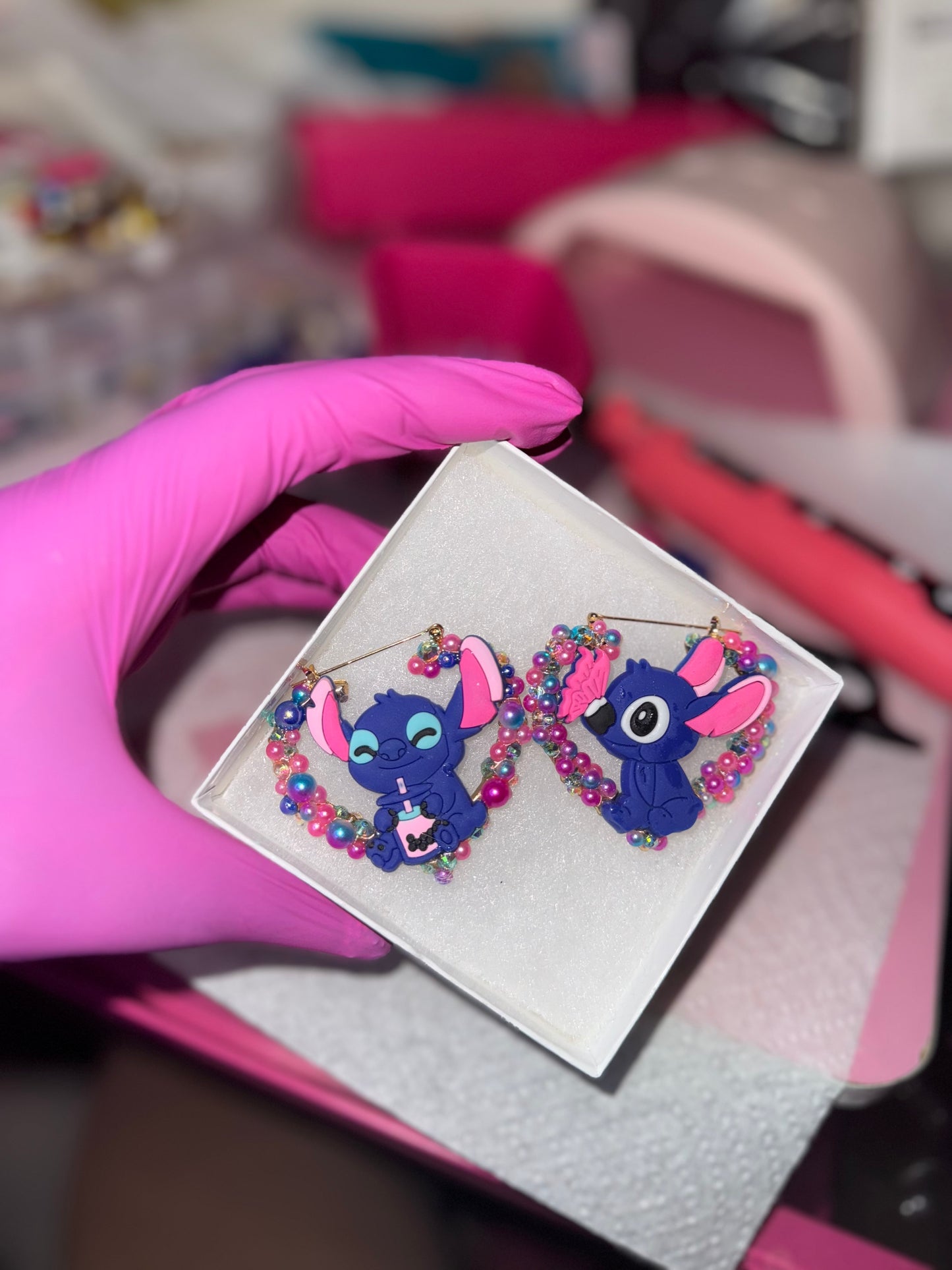 Stitch Heart Junk Earrings (Premade)