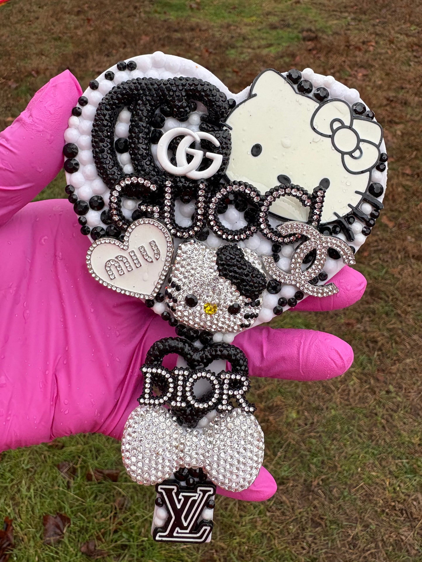 Black Designer Heart Junk Mirror (Luxury)