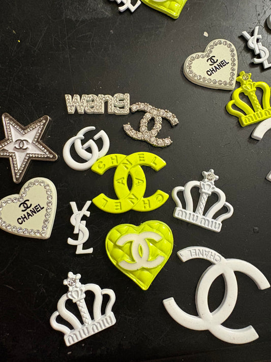 Lime green white charm mix